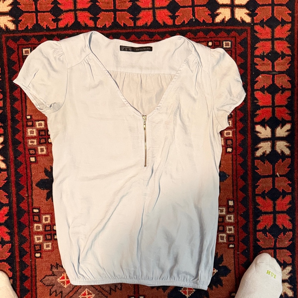 Light blue Zippered Women's Top